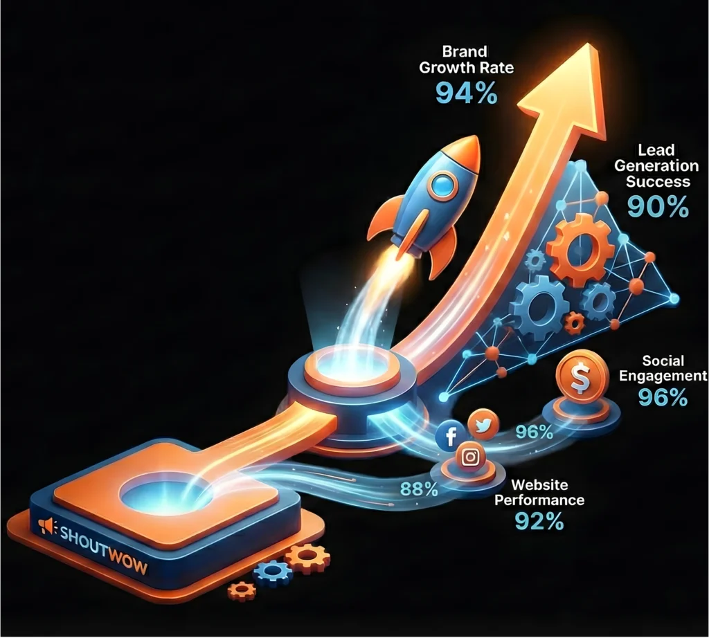 Graph illustrating key digital marketing performance metrics and growth results.