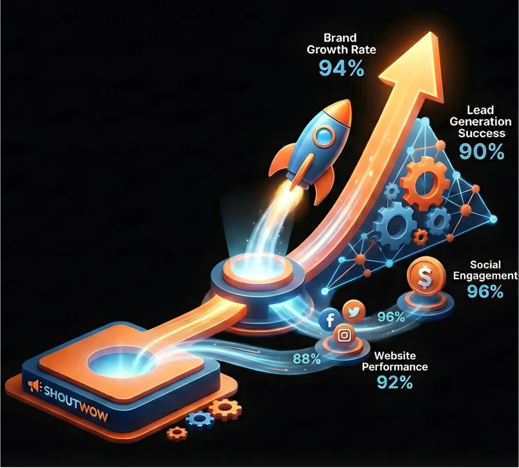 Graph illustrating key digital marketing performance metrics and growth results.